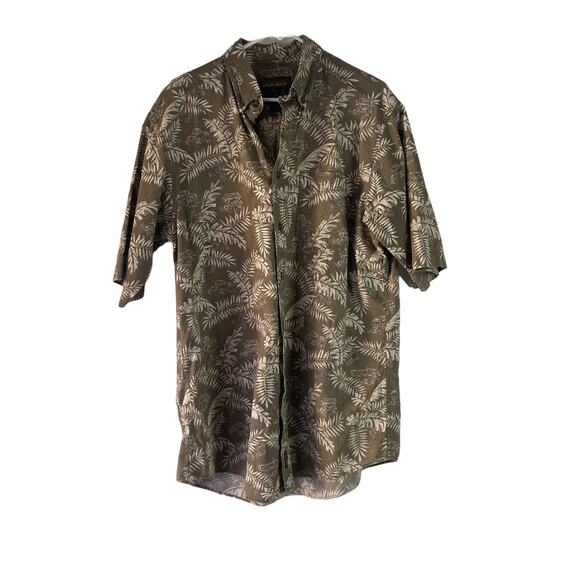 Woolrich Men's Size‎ XL Hawaiian Car Brown Short Sleeve Button Up - Picture 1 of 6
